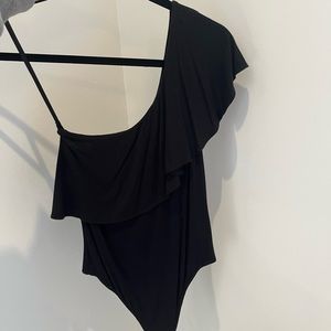BABATON one shoulder ruffle bodysuit